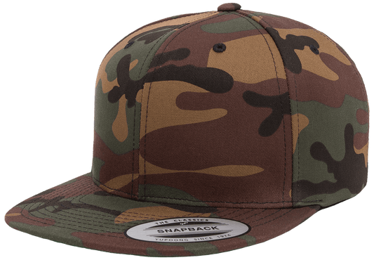 Yupoong 6089CM Camo Snapback Hat Flat Bill Camouflage, YP Classics - Blank