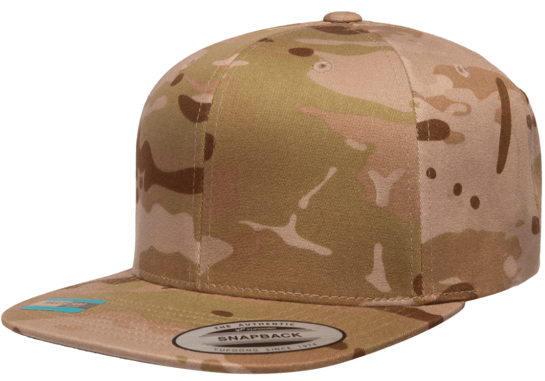 Yupoong 6089MC MultiCam Camo Snapback Hat Flat Bill Camouflage, YP Classics - Blank