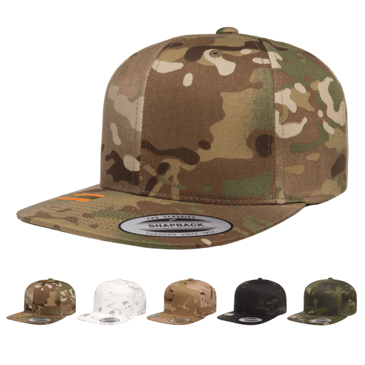 Yupoong 6089MC MultiCam Camo Snapback Hat Flat Bill Camouflage, YP Classics - Blank