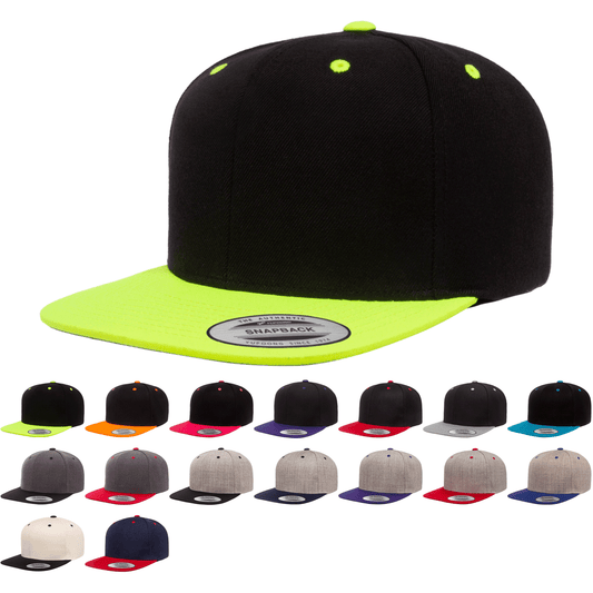 Custom Patch Yupoong 6089MT Snapback Hat, Flat Bill Cap, 2-Tone Colors, YP Classics