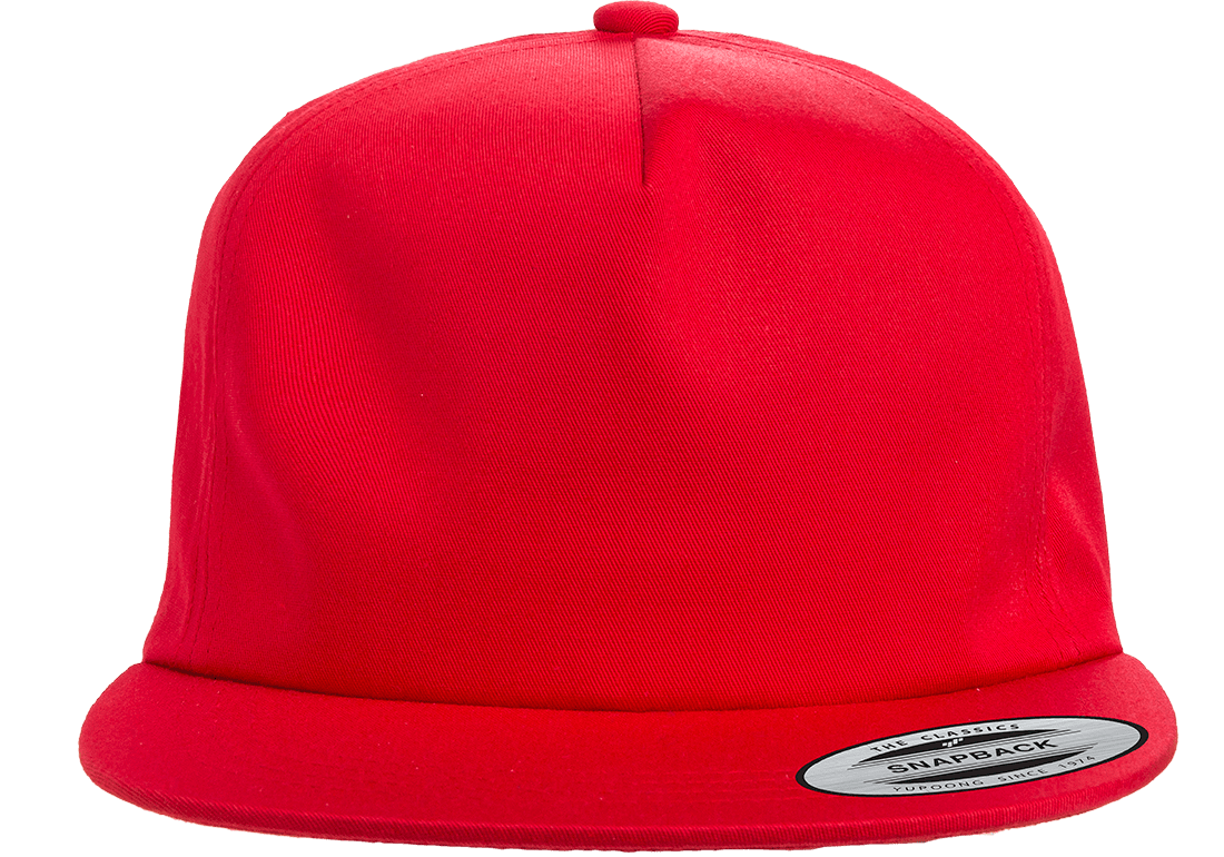 Custom Patch Yupoong 6502 Unstructured 5-Panel Snapback Hat, Flat Bill Cap, YP Classics