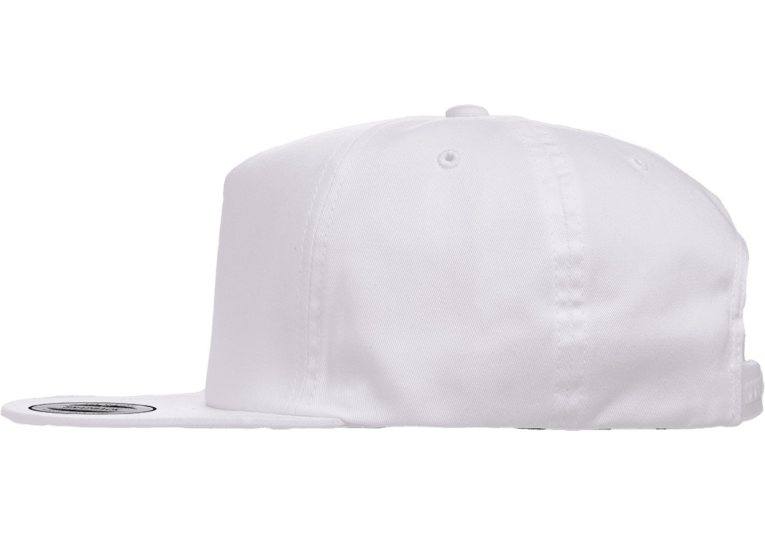 Plain White Flat Bill Hat Yupoong 6502 Unstructured 5-Panel