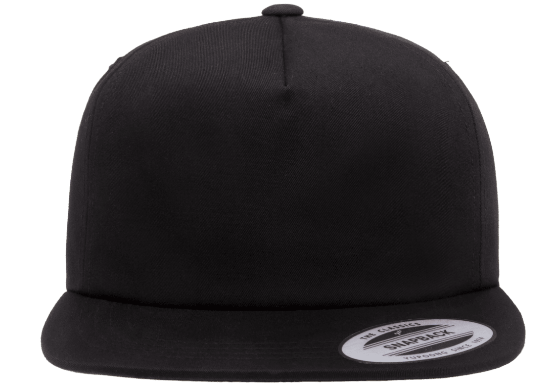 Yupoong 6502 Unstructured 5-Panel Snapback Hat Flat Bill Cap, YP Classics - Blank