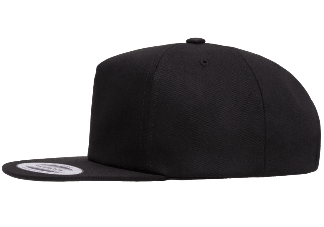 Yupoong 6502 Unstructured 5-Panel Snapback Hat Flat Bill Cap, YP Classics - Blank