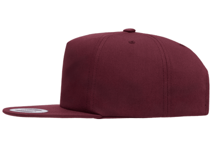 Yupoong 6502 Unstructured 5-Panel Snapback Hat Flat Bill Cap, YP Classics - Blank