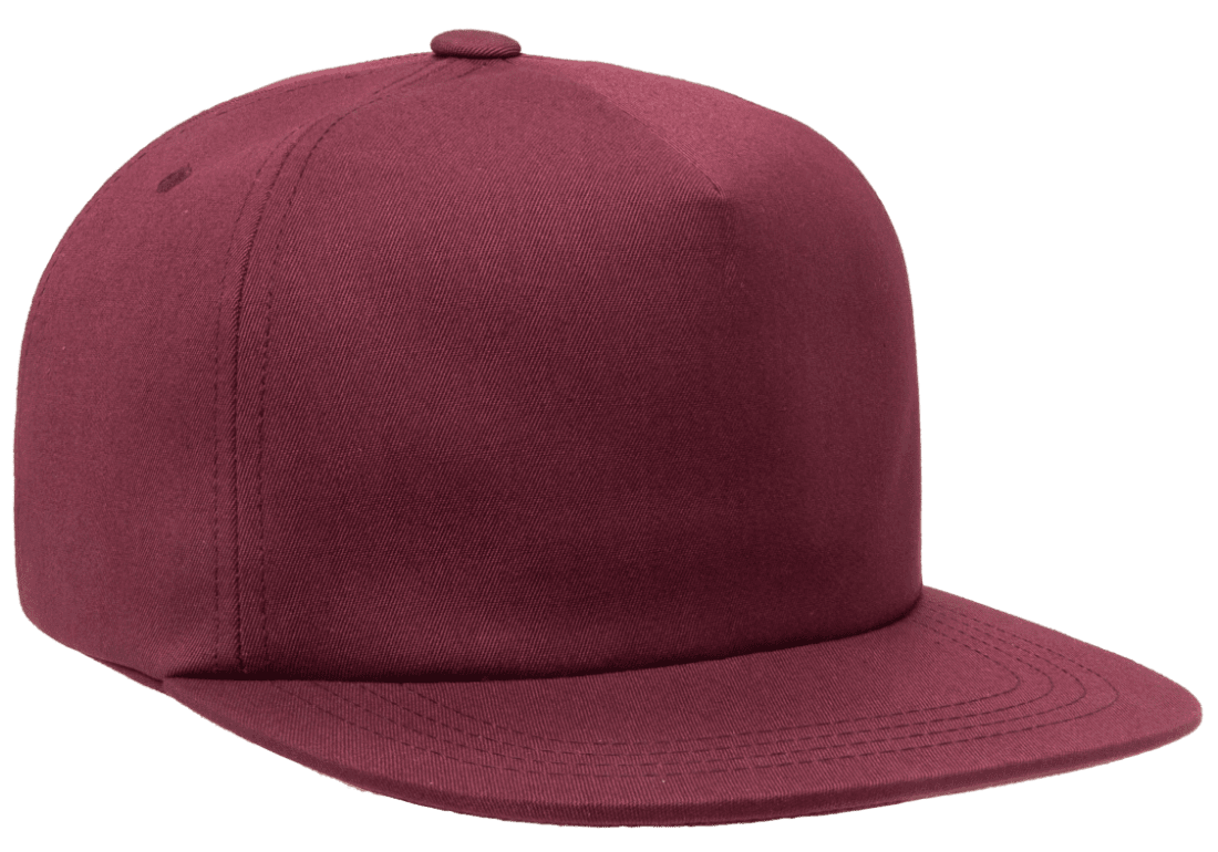 Yupoong 6502 Unstructured 5-Panel Snapback Hat Flat Bill Cap, YP Classics - Blank
