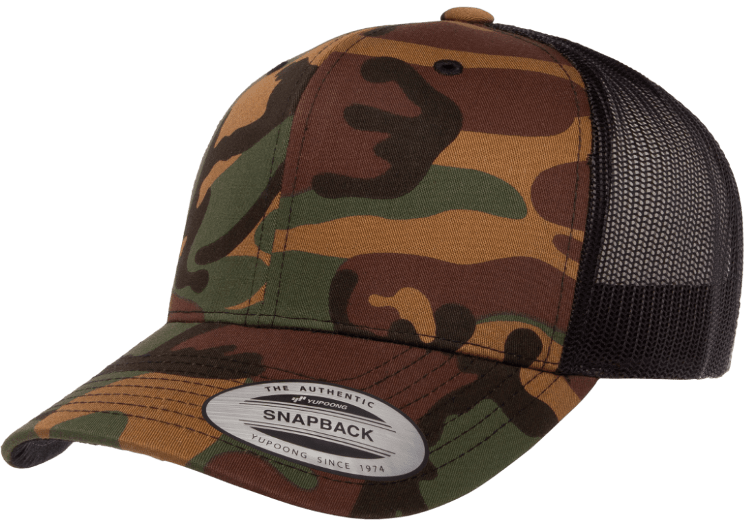 Yupoong 6606CA Camo Retro Trucker Hat Mesh Back Camouflage, YP Classics - Blank