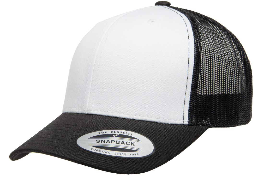 Yupoong 6606W Retro Trucker Hat Mesh Back White Front, YP Classics - Blank