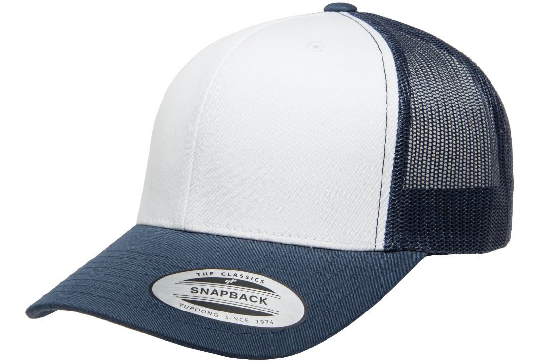 Yupoong 6606W Retro Trucker Hat Mesh Back White Front, YP Classics - Blank