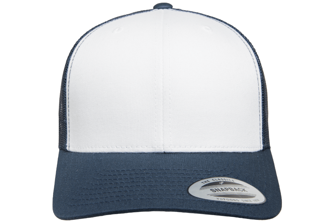 Custom Patch Yupoong 6606W Retro Trucker Hat, Mesh Back, White Front, YP Classics