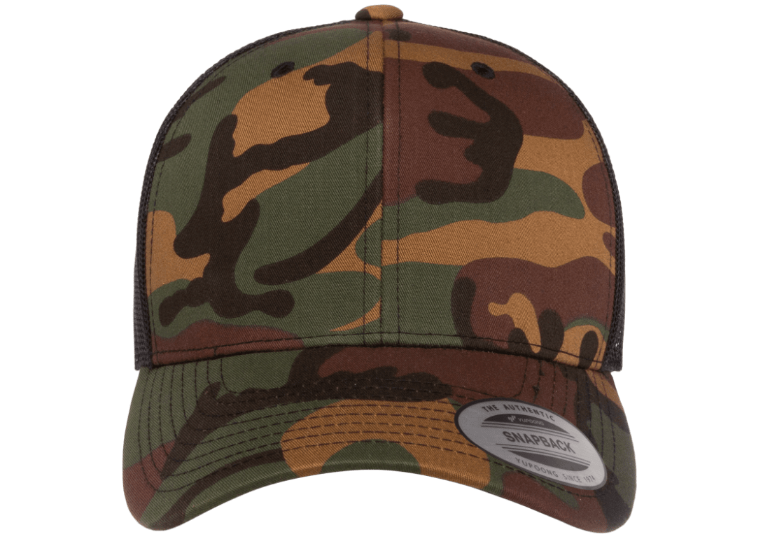 Yupoong 6606CA Camo Retro Trucker Hat Mesh Back Camouflage, YP Classics - Blank