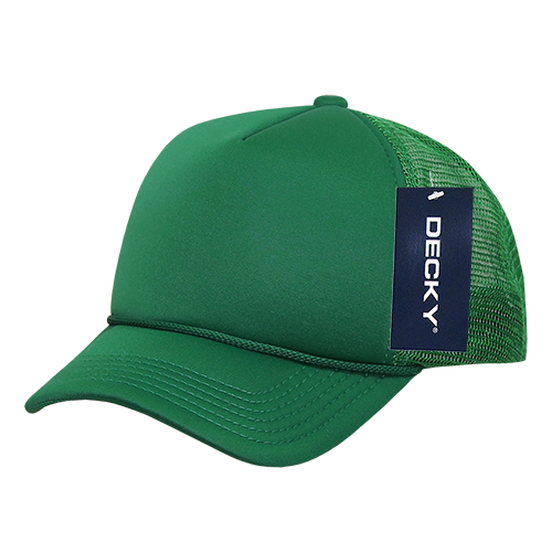 Wholesale Bulk custom-printed Kids' Youth Trucker Foam Mesh Hats - Decky 7010 - Dark Green