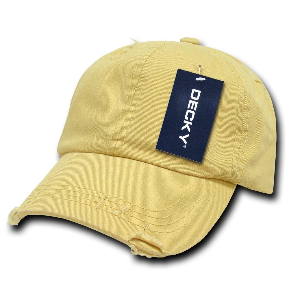 Decky 959 6 Panel Low Profile Relaxed Vintage Dad Hat, Distressed Dad Cap - Blank