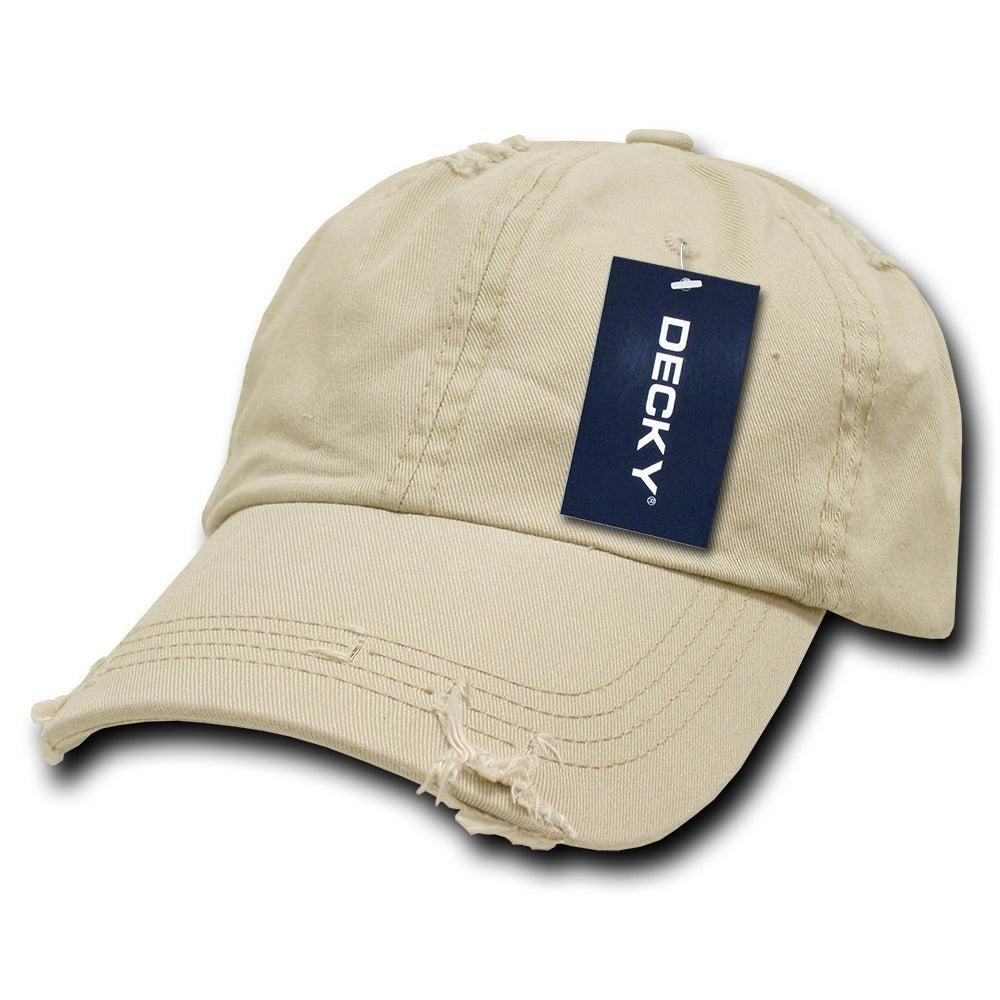 Decky 959 6 Panel Low Profile Relaxed Vintage Dad Hat, Distressed Dad Cap - Blank