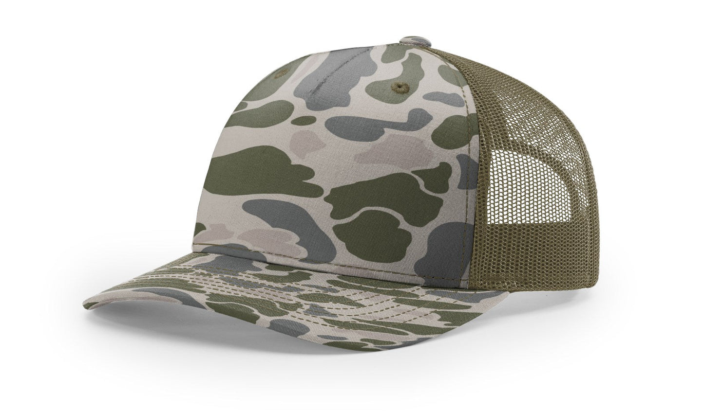 Richardson 112PFP Printed Five Panel Trucker - Duck Camo Colors - Blank