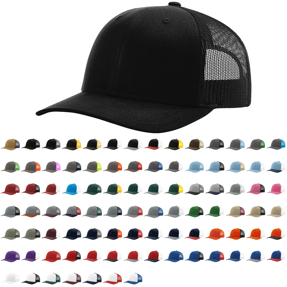 Richardson 112 Trucker Cap Solid Hats Solid Colors One Color - Blank