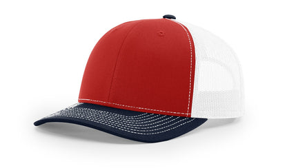 Richardson 112 Trucker Cap Tri Color Hats Three Colors - Blank