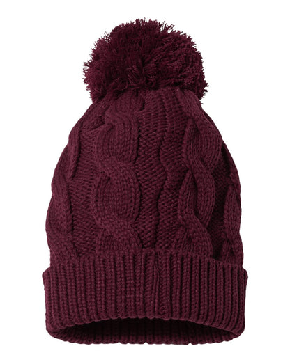 Custom Embroidered Richardson 141 Chunk Twist Knit Beanie with Cuff & Pom