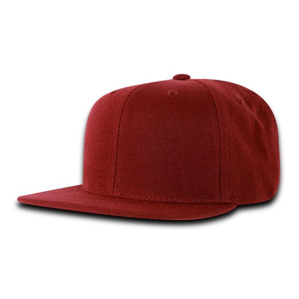 Wholesale Bulk Blank Kids' Youth Flat Bill Snapback Hats - Decky 7011 - Cardinal