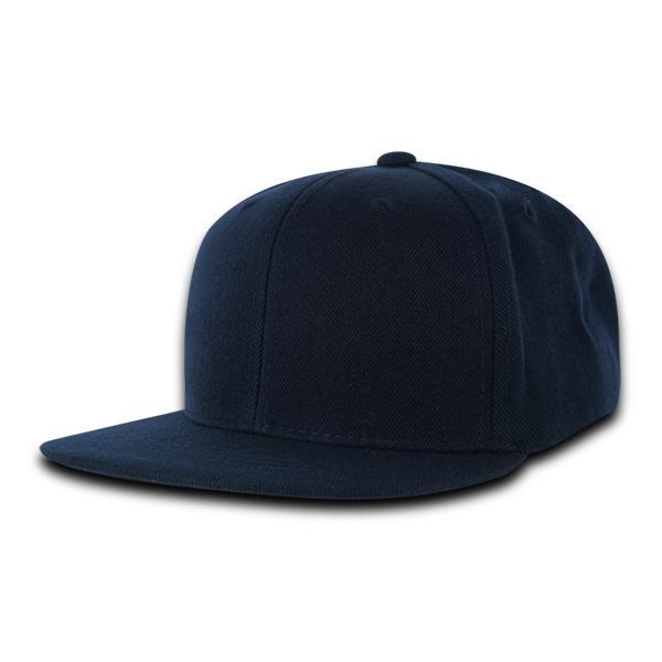 Wholesale Bulk Blank Kids' Youth Flat Bill Snapback Hats - Decky 7011 - Navy