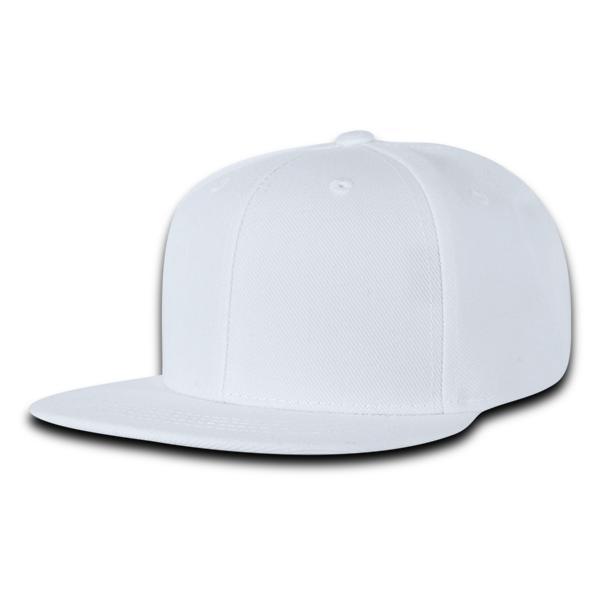 Wholesale Bulk Blank Kids' Youth Flat Bill Snapback Hats - Decky 7011 - White