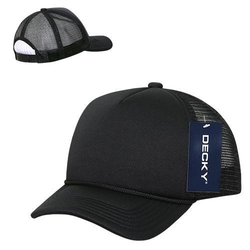 Wholesale Bulk custom-printed Kids' Youth Trucker Foam Mesh Hats - Decky 7010 - Black