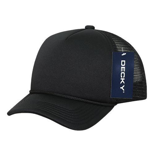 Wholesale Bulk Blank Kids' Youth Trucker Foam Mesh Hats - Decky 7010 - Black